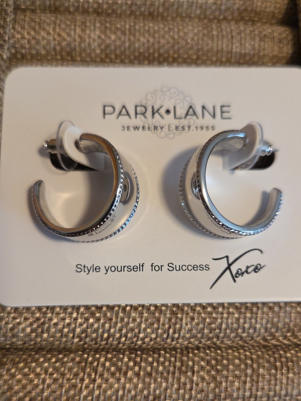 Park Lane Polished Silver Twisted Double Hoop Earrings - Orbit